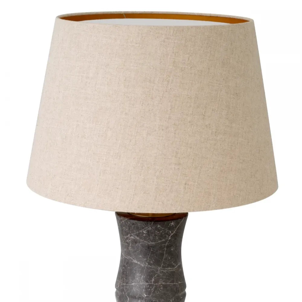 Veioza din Metal/Marmura Alama/Gri si Textil Bej H88xD16cm Bonny Eichholtz