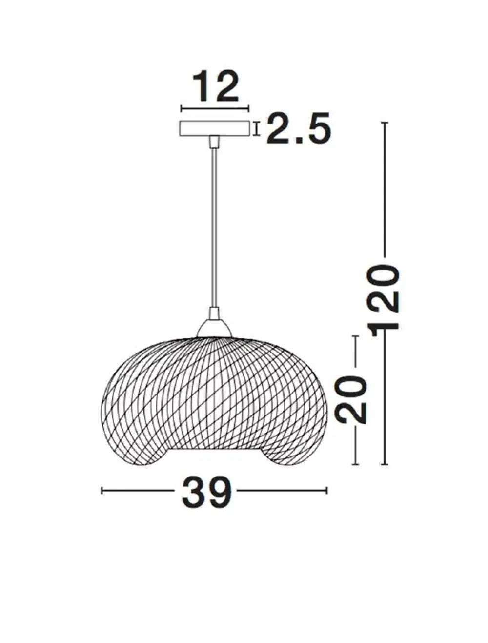 Pendul structura din Metal Negru si abajur din Bambus Bej H120xL39cm IP20 SCARLET