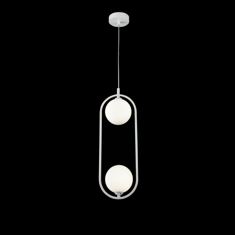 Pendul cu inaltime reglabila din Sticla Alb cu 2 becuri L17x12xH204cm Ring