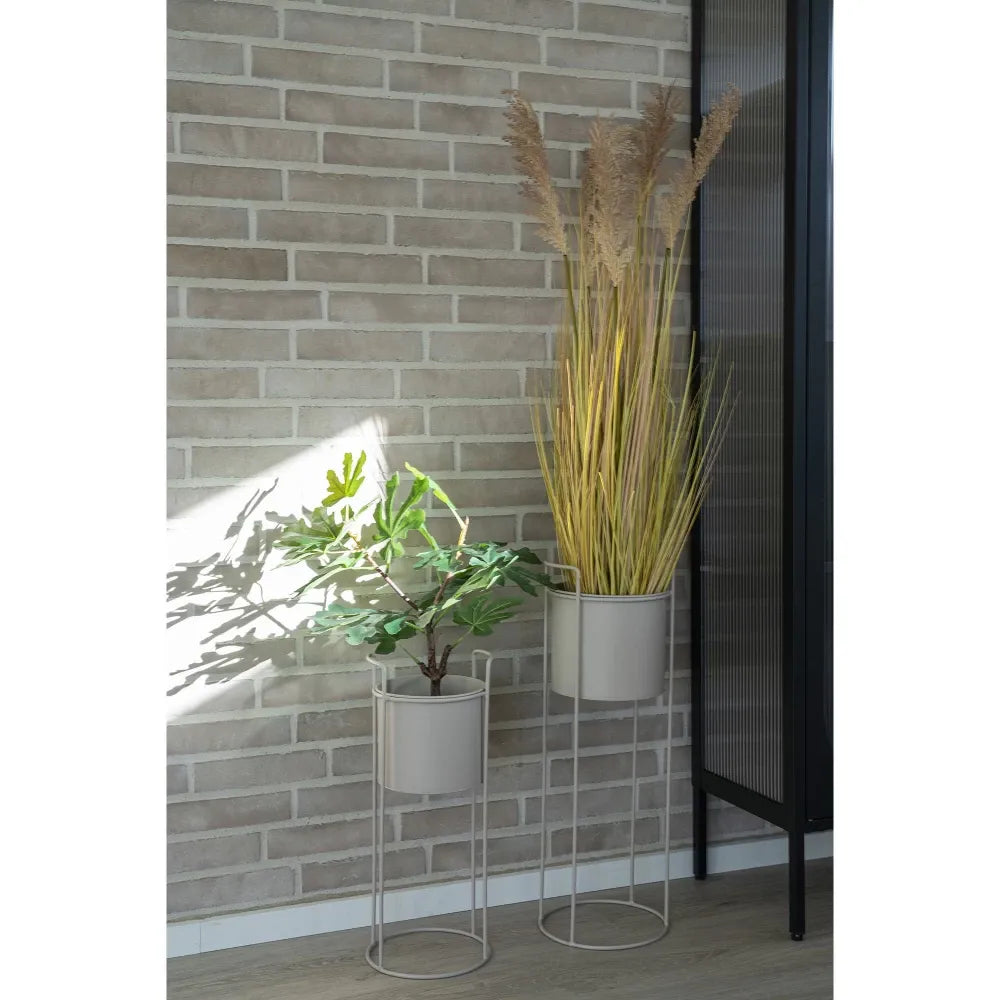 Set 2 ghivece din Metal Bej H50/65xD18/21,5cm Rabo