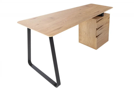 Birou din MDF Maro deschis si Metal Negru L160xH77cm STUDIO