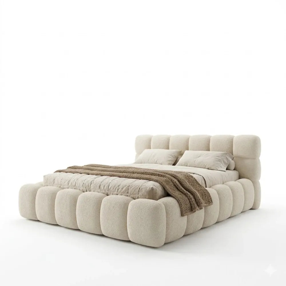 Pat tapitat cu material boucle Bej 140 x 200 Boston slim