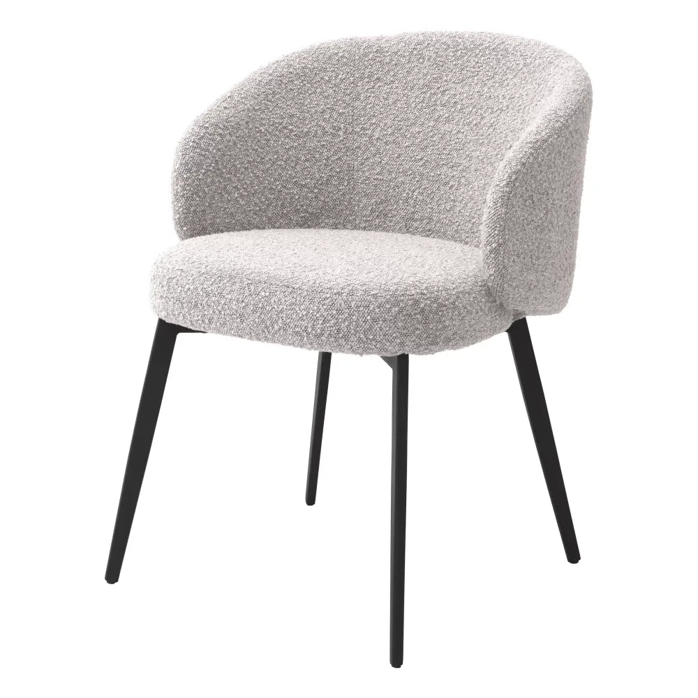 Set 2 scaune cu brate tapitat cu Stofa boucle Gri cu picioare din Metal Negru H79xL56xA58cm Lloyd Eichholtz