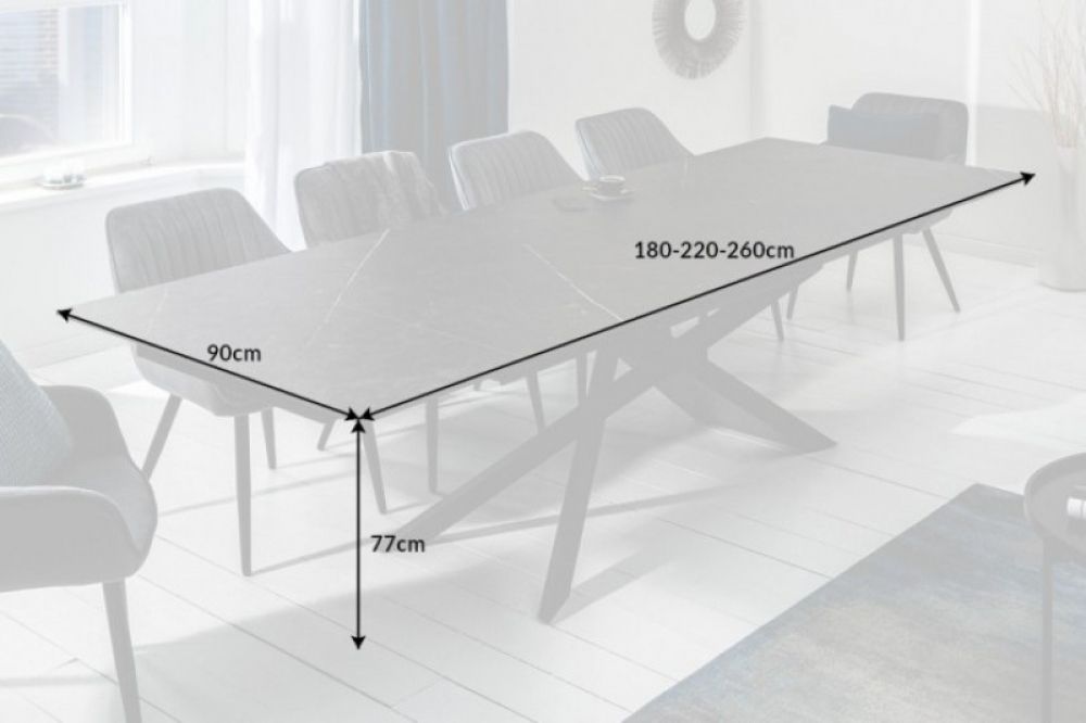 Masa extensibila Euphoria L180-220-260cm blat ceramica cu aspect grafit