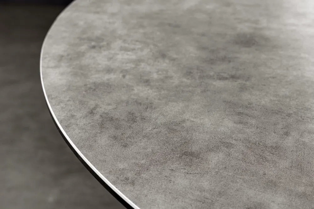 Masa rotunda din Sticla securizata/Ceramica Gri antracit si Metal Negru D120xH74cm Alpine