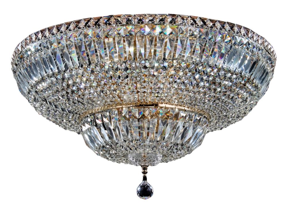 Candelabru Rotund din Metal si Cristal Auriu/ Basfor D61xH35cm