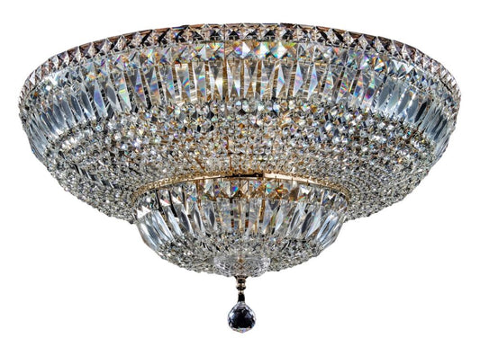 Candelabru Rotund din Metal si Cristal Auriu/ Basfor D61xH35cm
