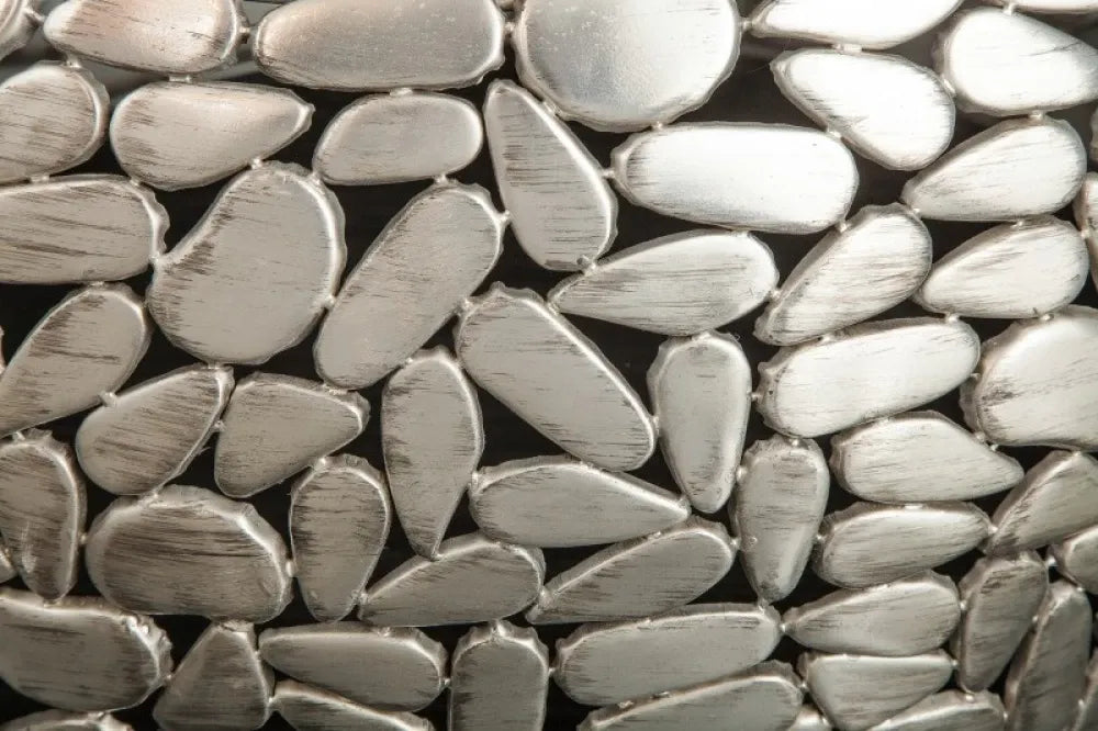 Set 2 masute de cafea Rotunde din Lemn masiv de mango Maro si Metal Argintiu D54/66xH31.5/35cm Stone Mosaic