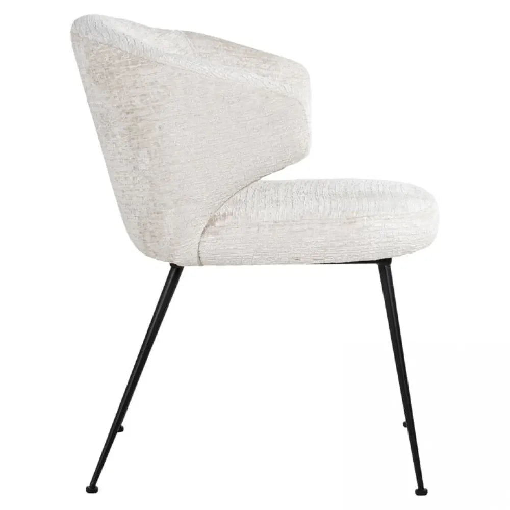 Scaun tapitat cu Stofa Crem cu picioare din Metal Negru H80xL60xA65cm Xandra Richmond Interiors