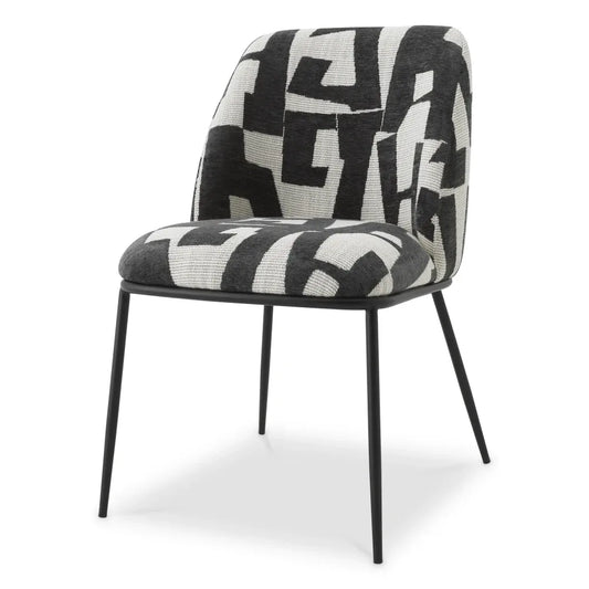 Scaun tapitat cu Stofa Alb/Negru L50xA60xH83cm Caleb Eichholtz
