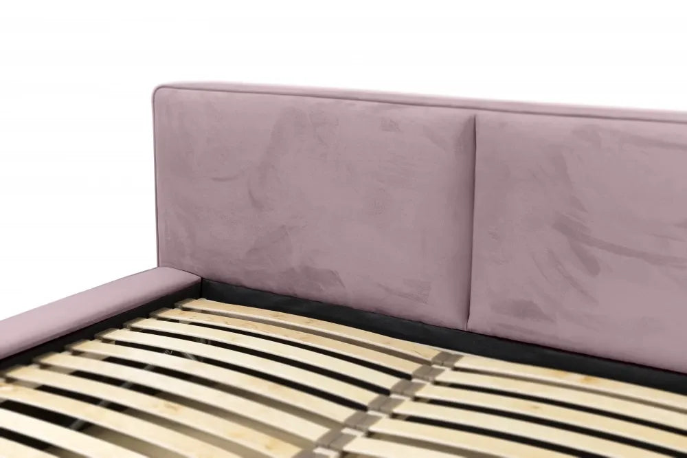 Pat 160x200cm tapitat cu Catifea Roz Naomi