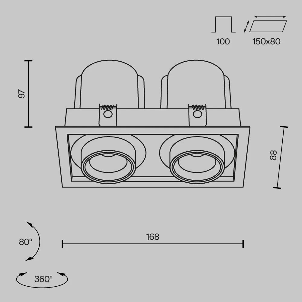 Spot incastrat din Aluminiu/plastic Negru H9.7xLcm Hidden