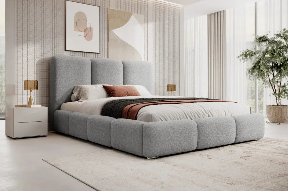 Pat 160 x 200 tapitat cu Stofa boucle Now or never Gri Kairo