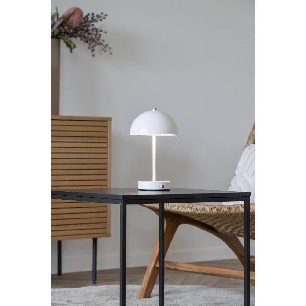 Veioza reincarcabila din Metal Alb H25xD15cm Holt