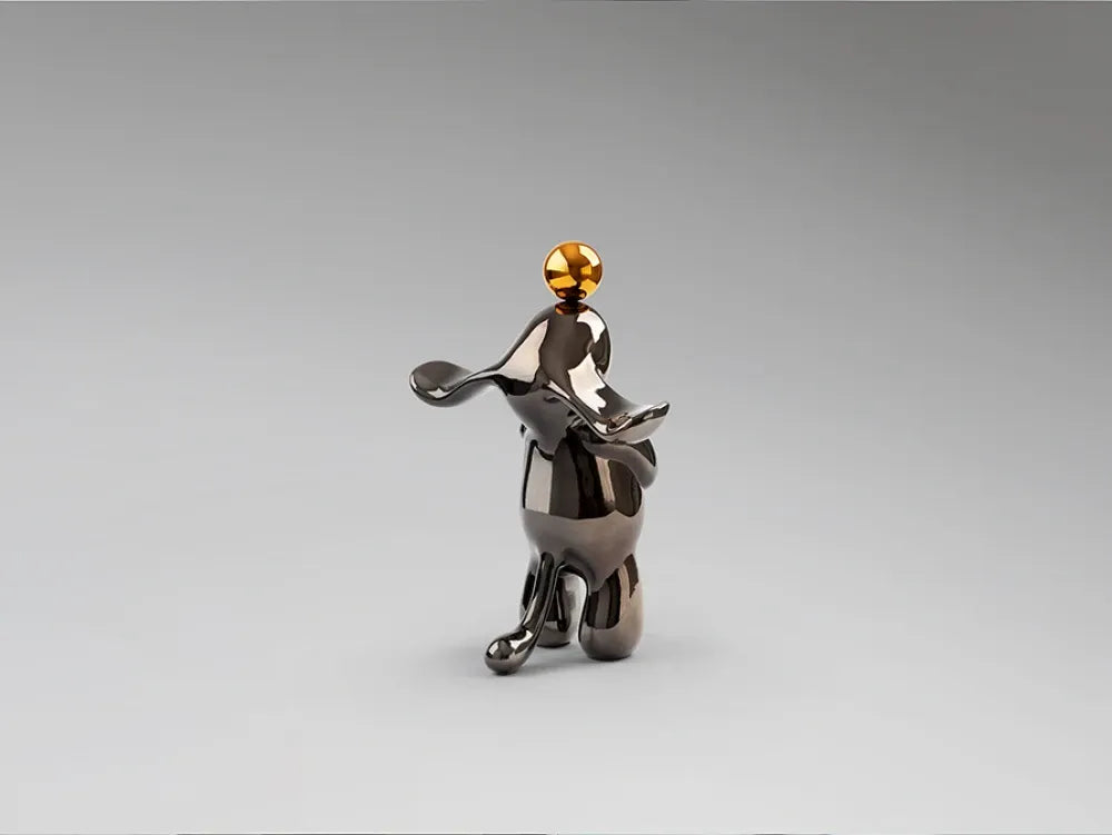 Figurina decorativa din Rasina Gri/Portocaliu L27xH35cm Conejo S