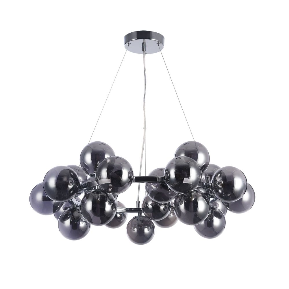 Lustra rotunda cu inaltime reglabila din Sticla Negru cu 25 becuri D69xH136cm Dallas