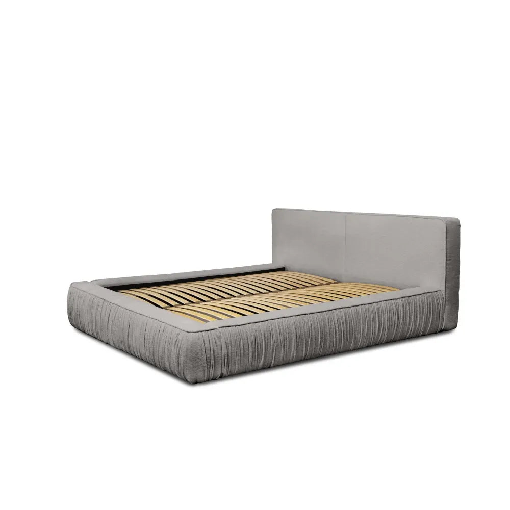 Pat 180x200cm tapitat cu Chenille Gri deschis Naomi