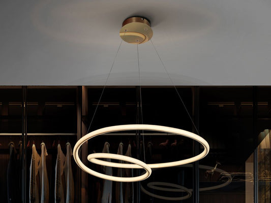 Lustra rotunda cu inaltime reglabila din Aluminiu Auriu cu LED D60xH120cm Tube