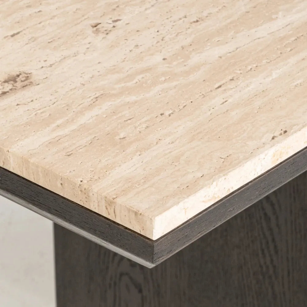 Masa din Lemn de stejar Maro si Travertin Bej L230xH76cm Claremont Richmond interiors