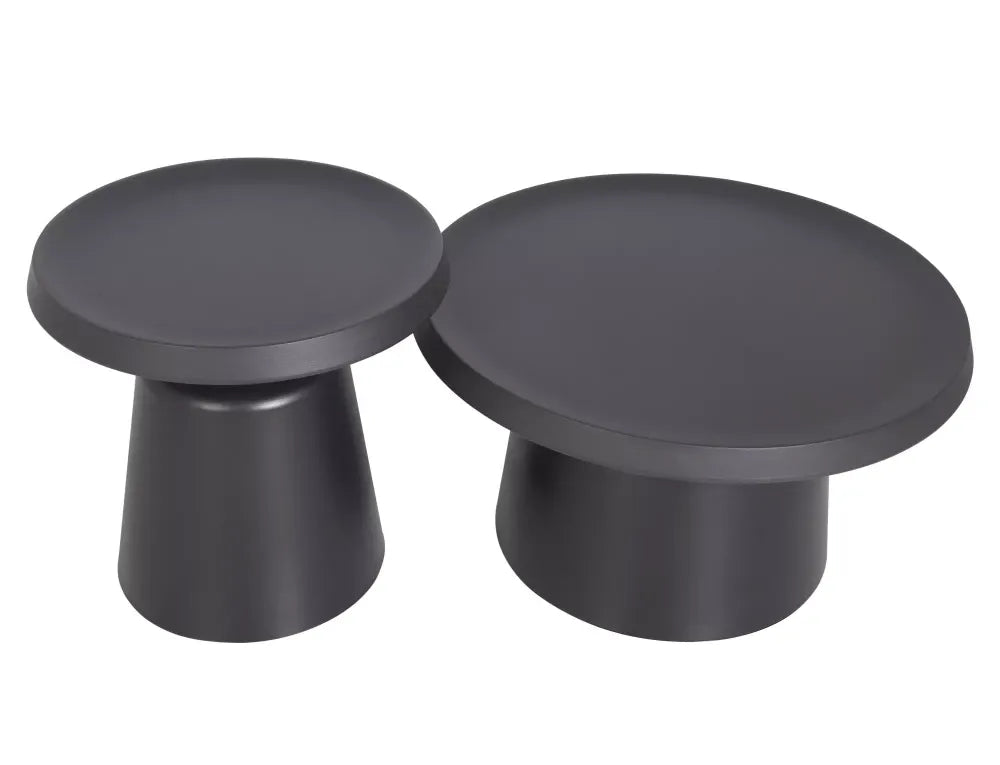 Set 2 masute de cafea Rotunde Metal Negru mat D70/50xH39/48cm Rodos