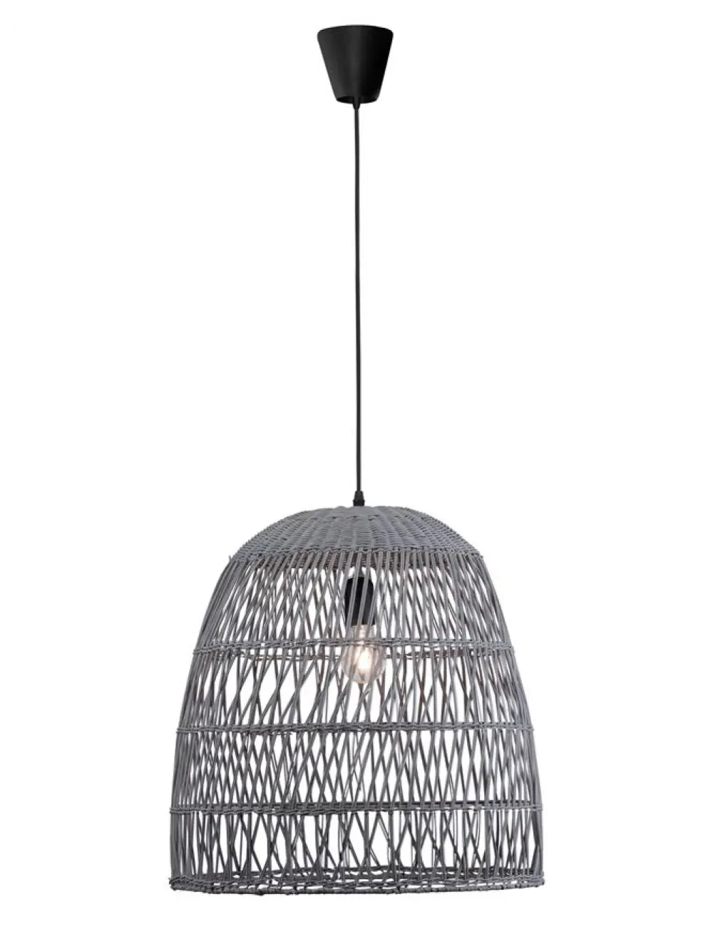 Pendul structura din Metal Negru si abajur din Ratan Gri H250xL46.5cm IP20 DESTIN