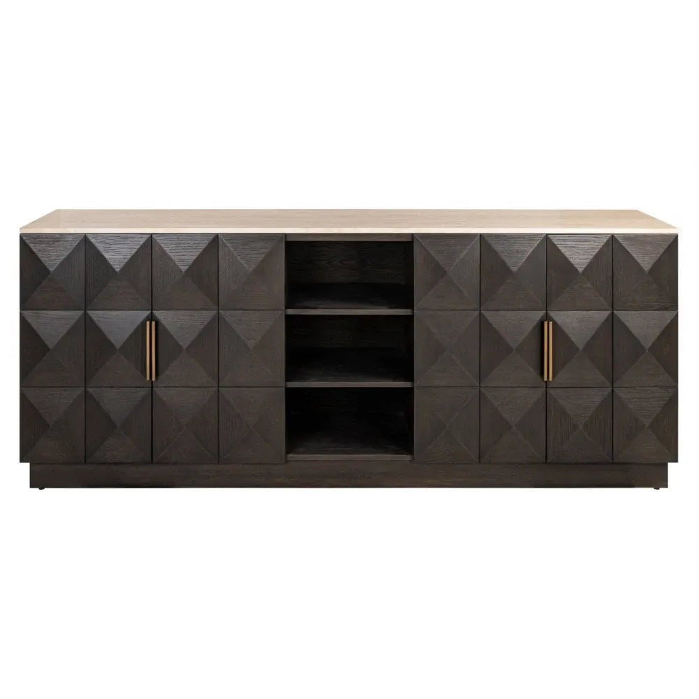 Comoda din Lemn de stejar Maro si Travertin Bej L225xH90cm Claremont Richmond interiors