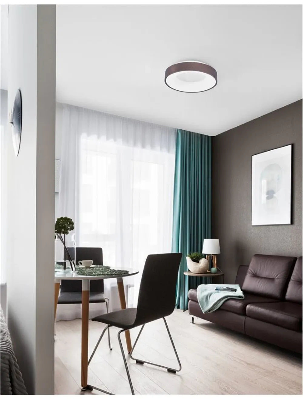 Plafoniera structura din Aluminiu Maro si abajur din Acrilic Alb H9xL38cm IP20 30W 1845lm 3000k RANDO THIN