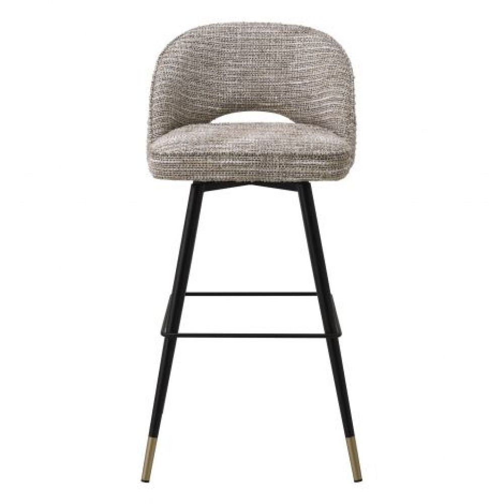 Set 2 scaune de bar rotative tapitat cu Material Textil Bej cu picioare din Metal Negru/Auriu H103xL51xA52cm Cliff