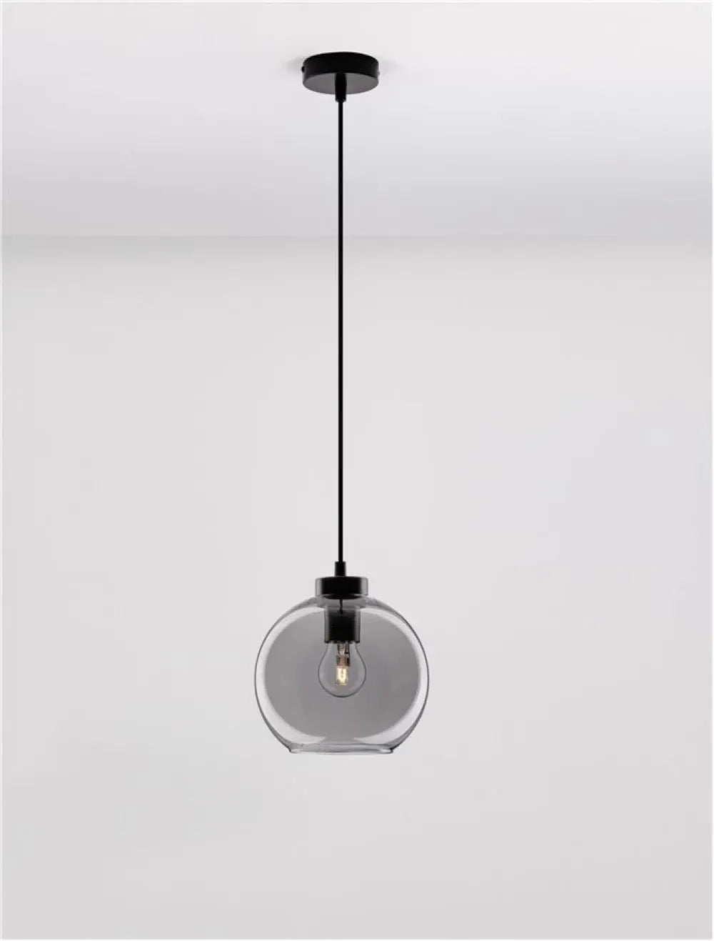 Pendul structura din Metal Negru si abajur din Sticla Fumuriu H220xL20cm IP20 PALMER