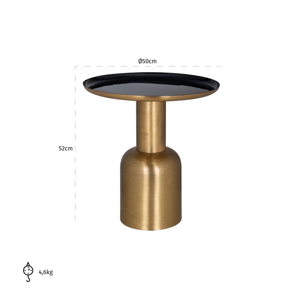 Masuta de colt Rotunda din Metal Negru/Auriu D50xH52cm Xara Richmond Interiors