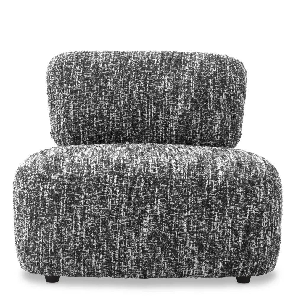 Fotoliu tapitat cu Stofa boucle Alb/Negru L85xA87xH72cm Leon Eichholtz