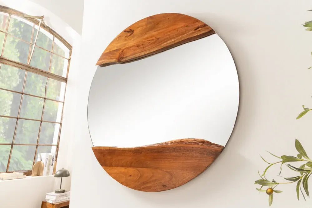 Oglinda cu rama din Lemn de salcam Maro L102xH102cm LIVING EDGE