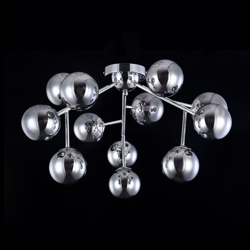 Candelabru Rotund din Metal si Sticla Argintiu/Negru Dallas D60xH20cm