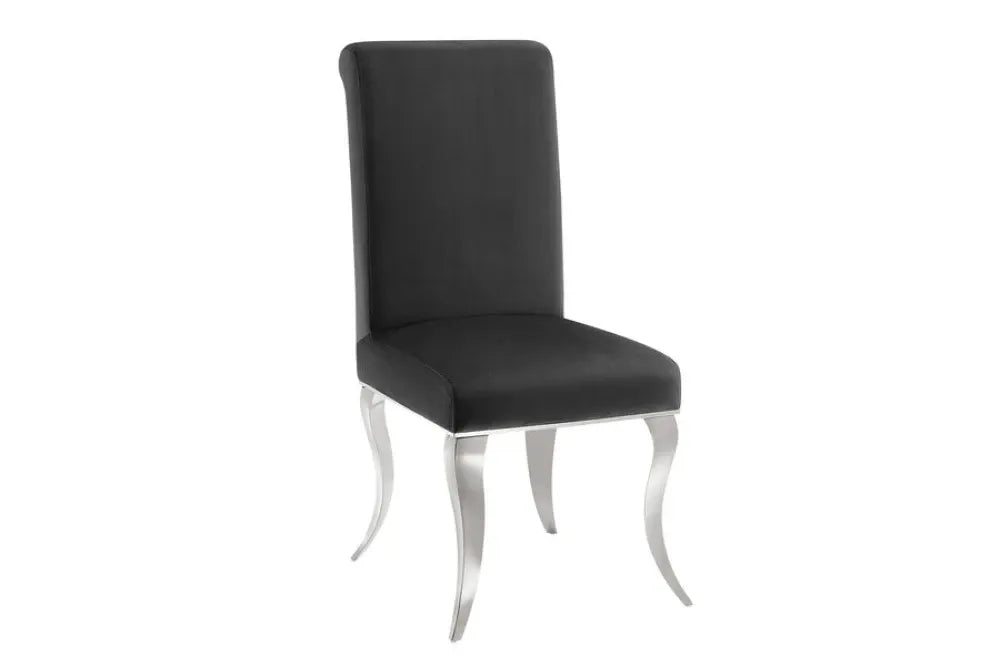 Set 2 scaune tapitat cu Catifea Negru si picioare din Metal Argintiu H105xL46xA56cm MODERN BAROCK