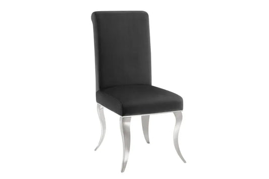 Set 2 scaune tapitat cu Catifea Negru si picioare din Metal Argintiu H105xL46xA56cm MODERN BAROCK
