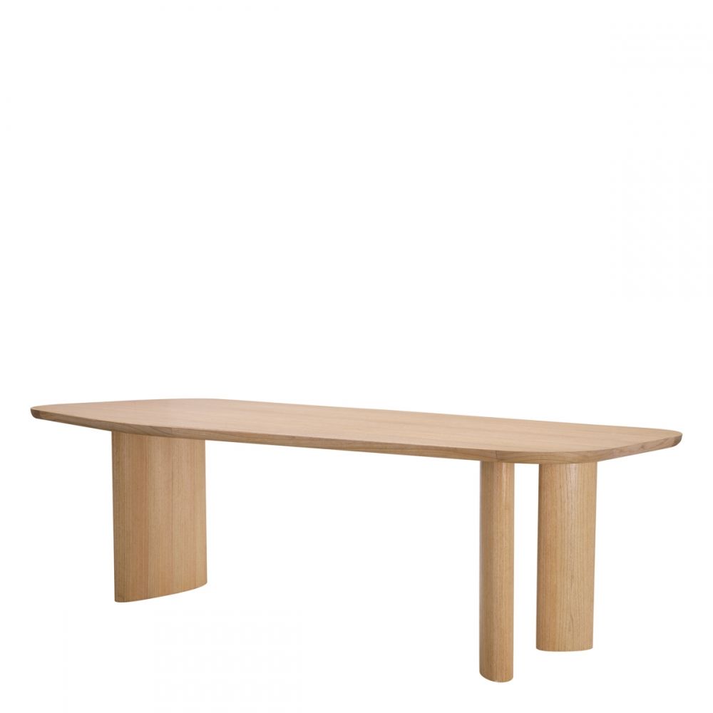 Masa Asimetrica Flemings Eichholtz din Furnir de stejar Bej de 6-8 persoane L250xH76.5cm