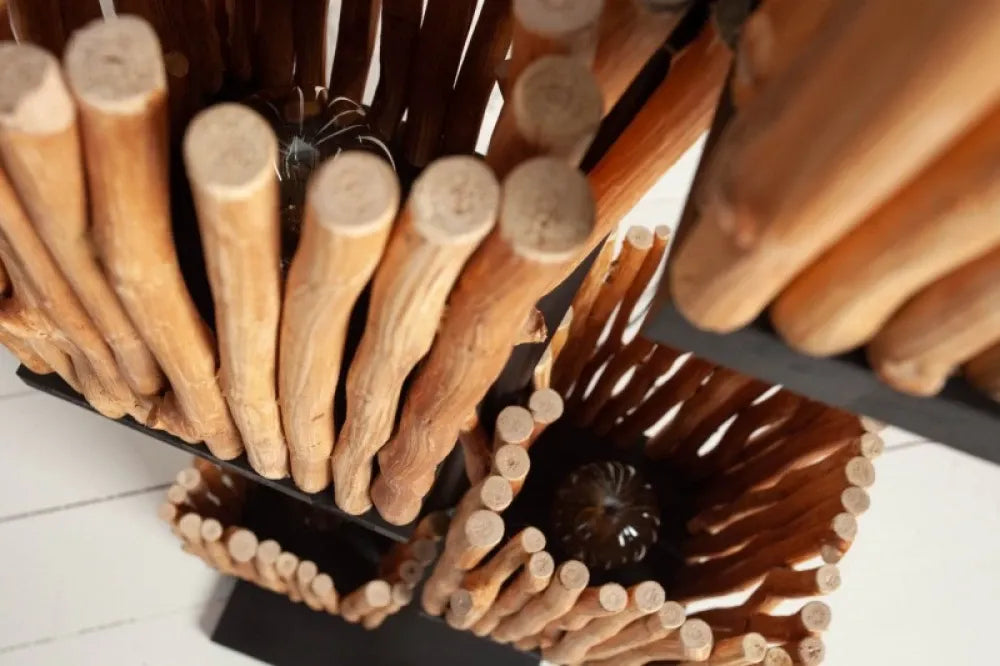 Lampa de podea din Metal Negru si Lemn Maro H154xL44cm Euphoria