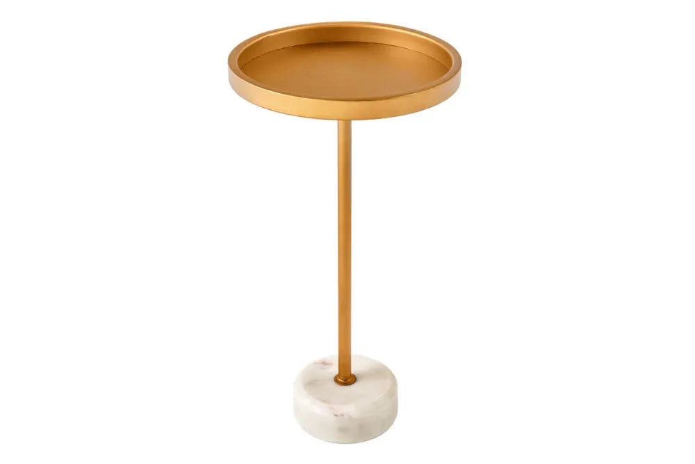 Masuta laterala din Metal Auriu si Metal/Marmura Auriu/Alb L30xH56cm Trayful