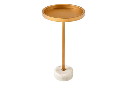 Masuta laterala din Metal Auriu si Metal/Marmura Auriu/Alb L30xH56cm Trayful