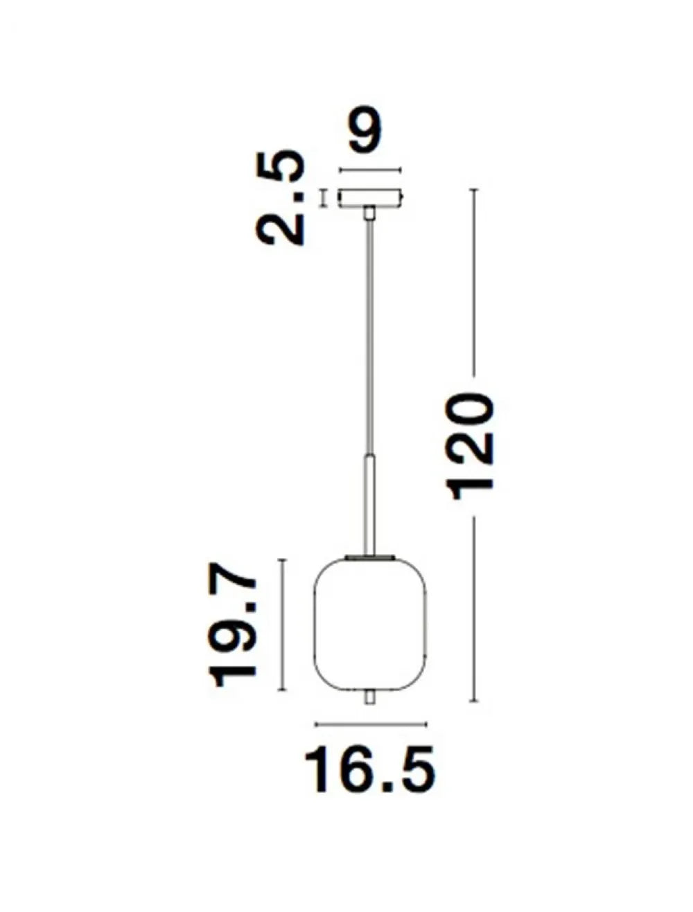 Pendul structura din Metal Negru si abajur din Sticla Alb H120xL16.5cm IP20 LATO