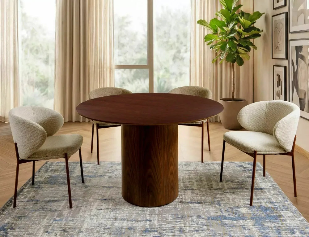 Masa rotunda din MDF+Furnir Maro inchis D120xH76cm Rondo