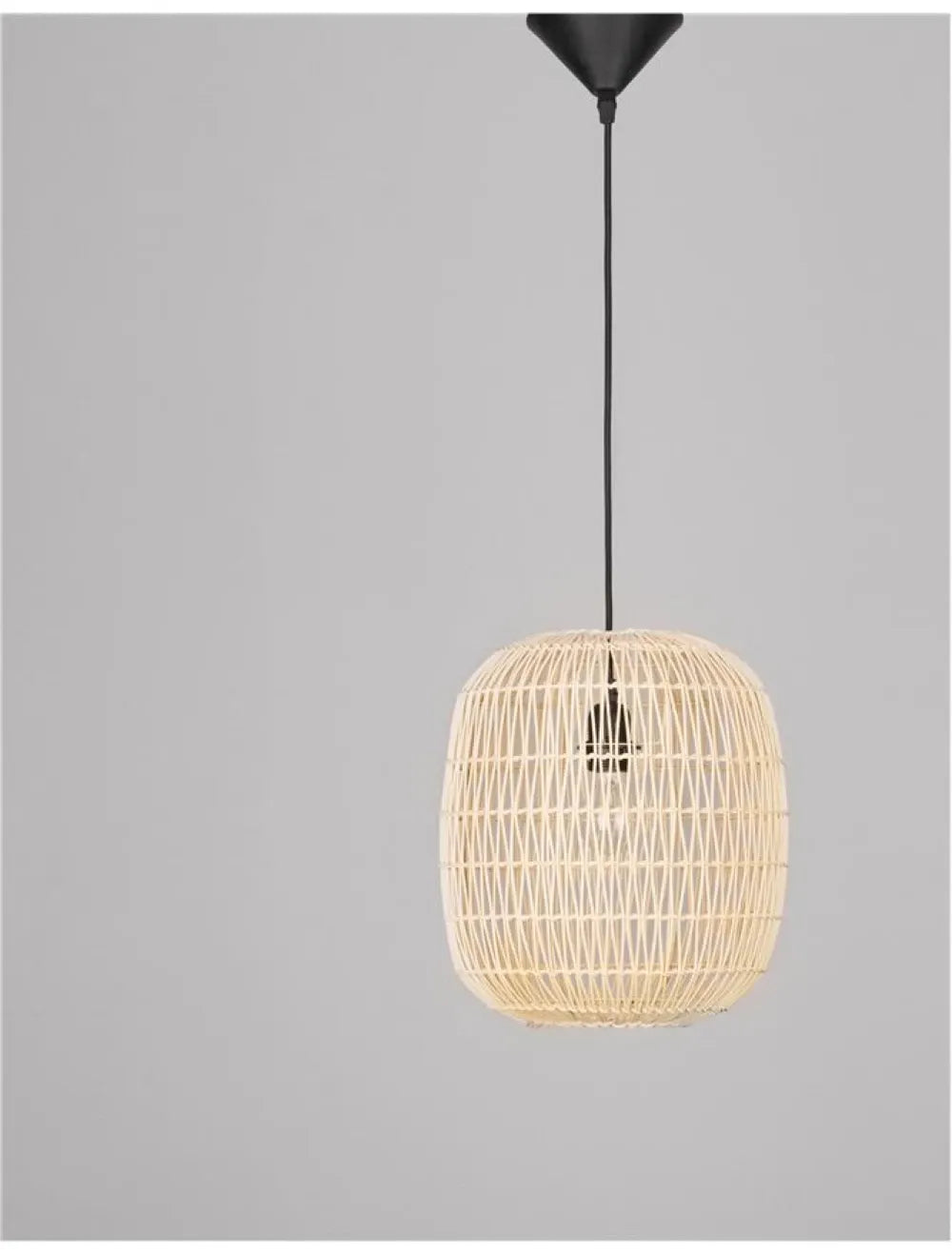 Pendul structura din Metal Negru si abajur din Ratan Bej H215xL30.5cm IP20 MELODY