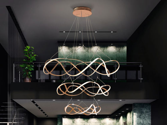 Lustra rotunda cu inaltime reglabila din Metal Rose gold cu LED D110xH340cm Molly