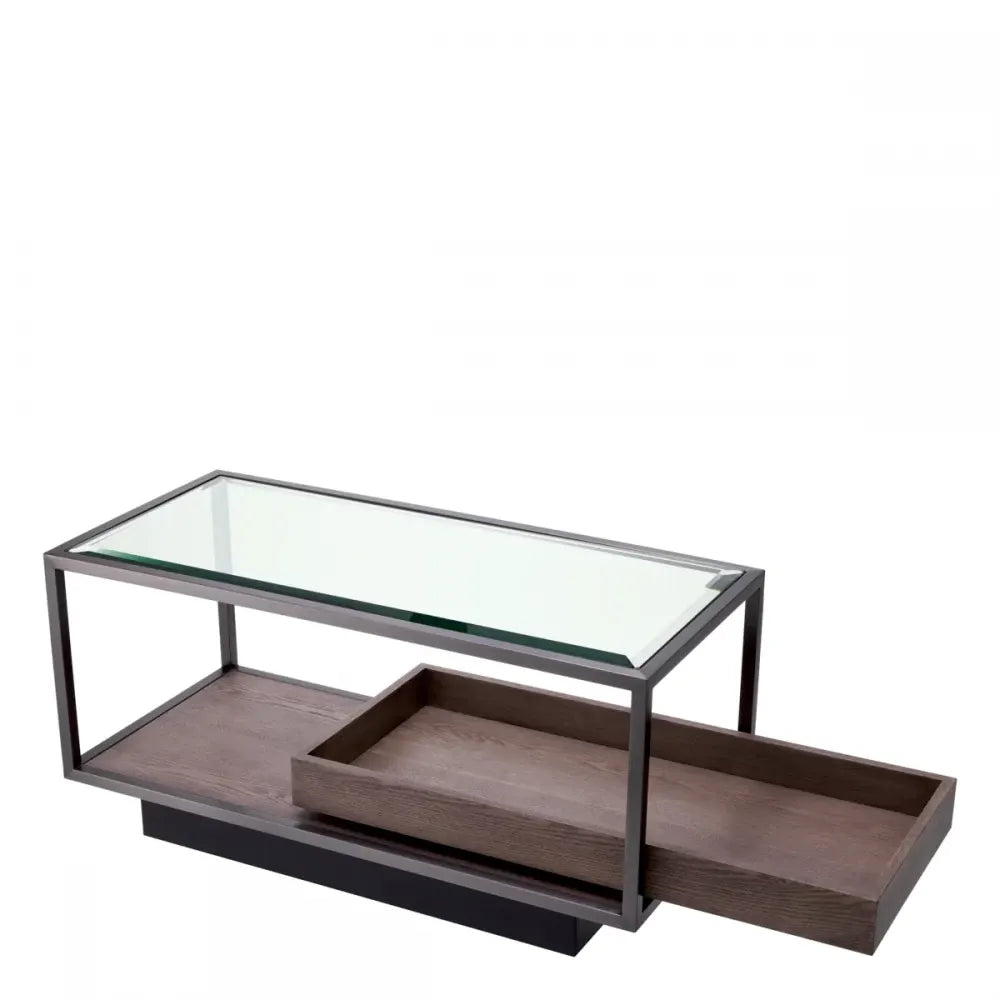 Masuta laterala Dreptunghiulara din Metal Bronz si Sticla Transparent L90xl42cm Roxton Eichholtz