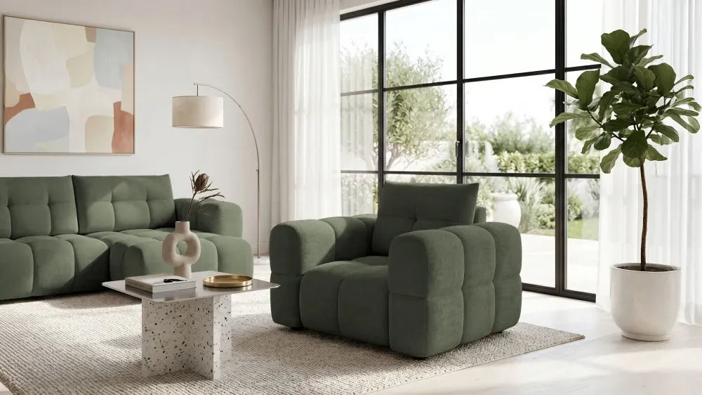 Fotoliu tapitat cu material pet friendly Alias verde L121x104cm