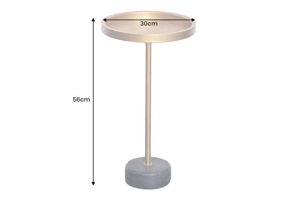Masuta laterala din Metal Auriu si Metal/Marmura Auriu/Negru L30xH56cm Trayful
