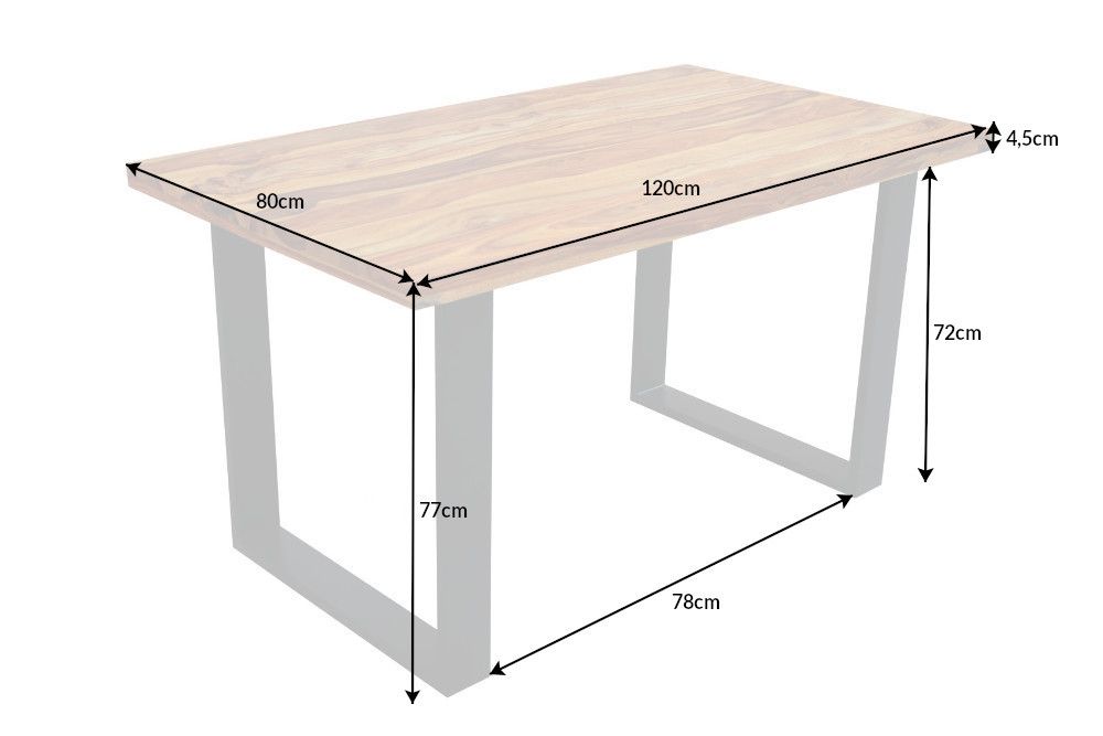 Masa dreptunghiulara din Lemn de palisandru Maro/Negru de 6 persoane L120x80cm Iron Craft