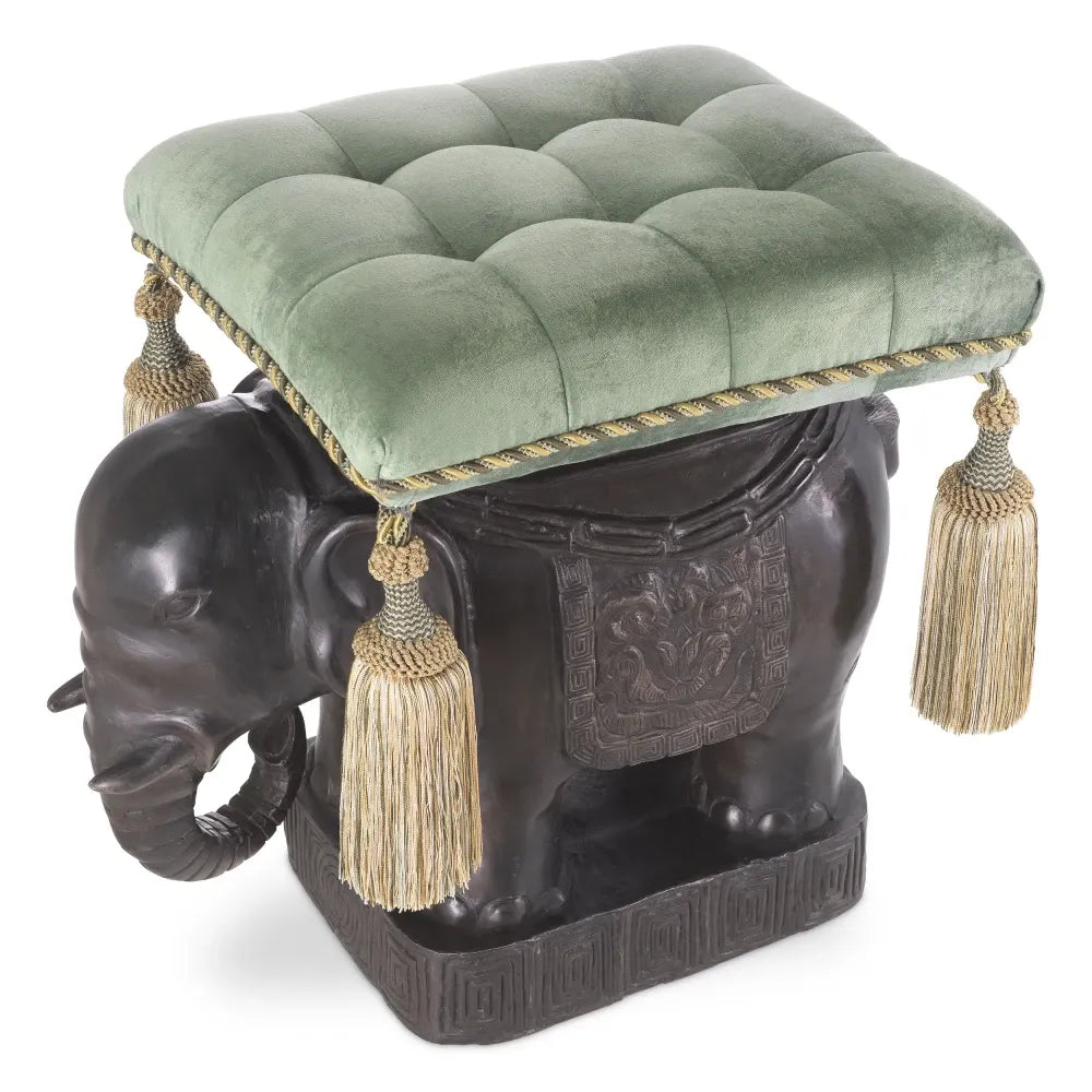 Taburet tapitat cu Catifea Turcoaz L40xA58xH55cm Elephant Eichholtz