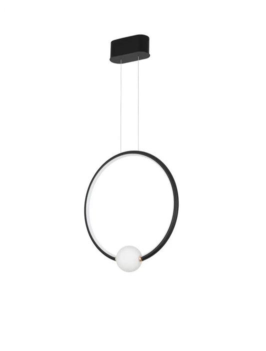 Pendul structura din Aluminiu Negru si abajur din Sticla Alb H120xL43cm IP20 29W 3203lm 3000k CELIA