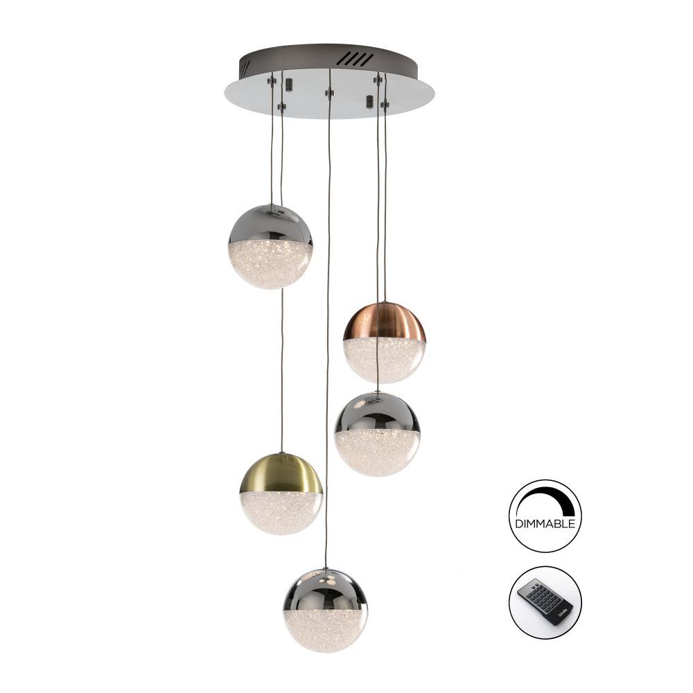 Lustra rotunda cu inaltime reglabila din Policarbonat Alb cu LED  D33xH120cm Sphere